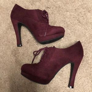 Burgundy boot heel